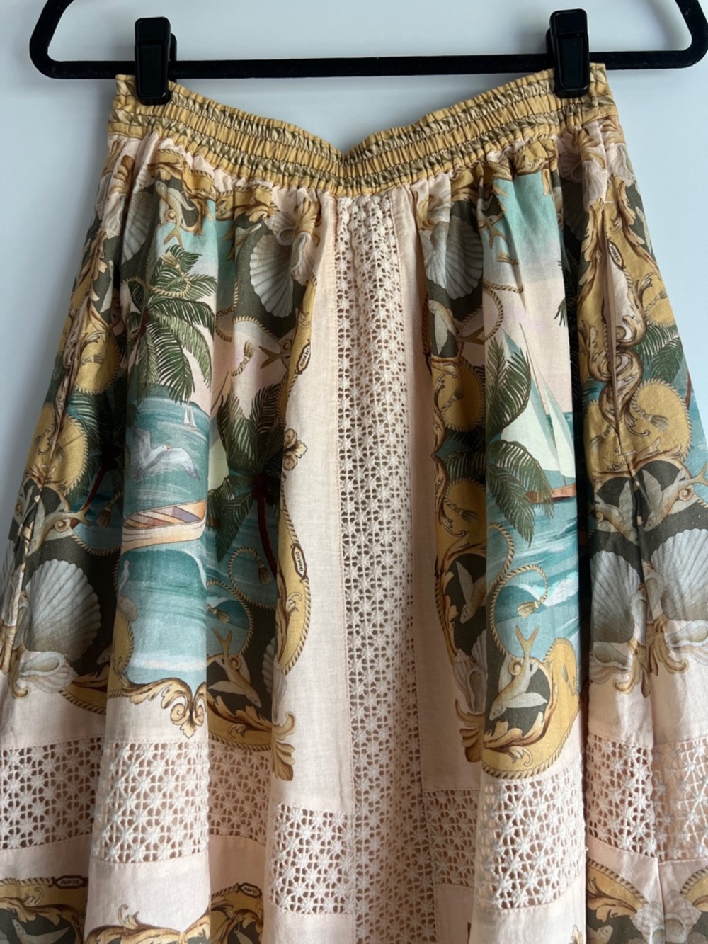 FARM Rio Sand Royal Sea Crochet Midi Skirt Size Small NWT - Picture 11 of 13